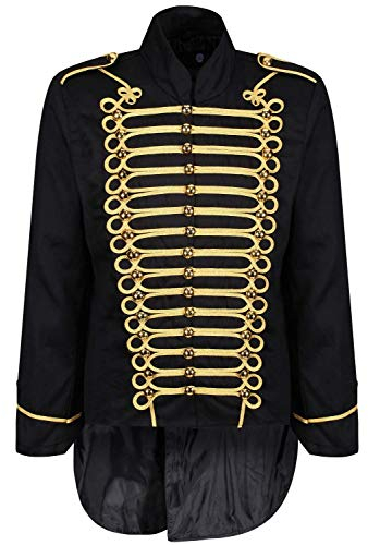Ro Rox Men's Parade Jacket Marching Band Drummer Gothic Tailcoat - Black & Gold (XXXL)