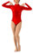 IMEKIS Damen Ballettanzug Langarm Bodysuit Glänzend Body Wetlook Ballett Tanzbody Leotard Gymnastik Turnanzug Gymnastikanzug Einteiler Metallic Trikot Oberteile Top Sport Fitness Kostüm Rot 3XL