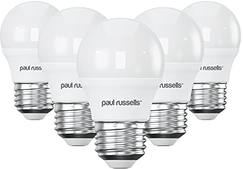 paul russells LED Light Edison Screw E27, 40w Equivalent, 4.9W 470 Lumens LED Bulbs, 2700K Bright Warm White, Mini Globe Frosted G45 ES Golf Ball Energy Saving (Not Dimmable) Lightbulbs, 5 Pack