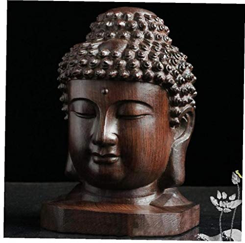Hölzerne Buddha-statue Religiöse Shakyamuni Buddha-kopf Figur Statue Mini-desktop-deko