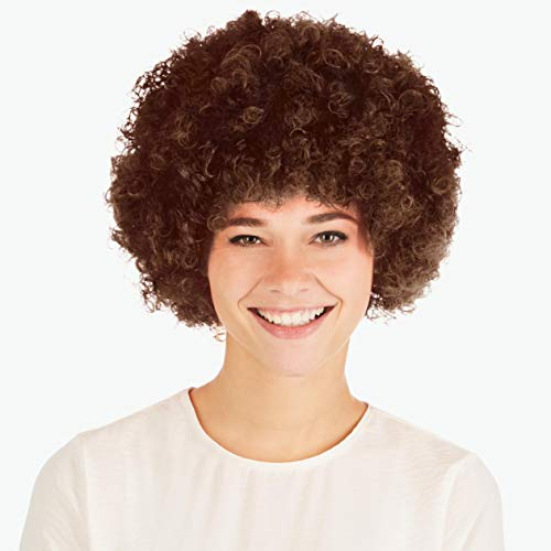 dressforfun Afro Perücke | Clown Hippie Popstar 80er 70er Jahre Karneval Fasching Clownperücke (Braun | Nr. 303640)