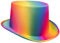 Plitsch Platsch Zylinder Hut für Erwachsene, Byron, Zylinder, Kopfbedeckung, Accessoire, Motto Party, Karneval, Zirkus, Geburtstag, Zauberer (bunt/Regenbogen, 57 cm)