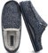 ONCAI Hüttenschuhe Herren Komfort Plüsch Pantoffeln Streifen Plantarfasziitis Hausschuhe Wärme Flauschig Slippers mit Memory Foam Rutschfest Gummisohle Blau Größe 43