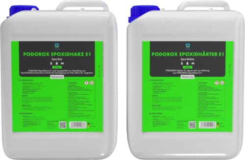 Epoxidharz mit Härter | 30 kg PODOROX E1 | glasklar und geruchsarm | Zum Laminieren und Gießen | glasklar und transparent | Komplett für Anfänger und Profis | Epoxidharz Resin Set | Epoxyharz|