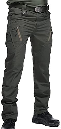 ORANDESIGNE Uomo Pantaloni Militari Tattici Sportivi All'Aperto Cargo Pantaloni con Molteplici Tasche C Verde XL