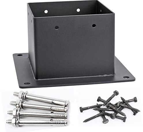 Antsky Flanschsockel für Holzpfosten, Balken, Deckgeländer, Pergola, Pavillon, Schwarz, 4 Stück