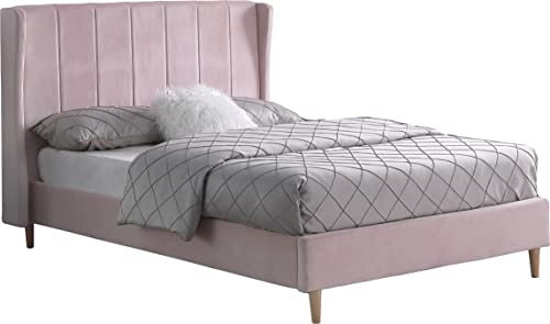 Seconique Amelia 5' King Size Bed in Pink Velvet Fabric