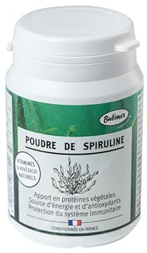 Bubimex - Poudre de Spiruline - Complément Alimentaire 100% Naturel pour Chiens et Chats - Riche en Vitamines et Minéraux - Apport d'Energie, Soutien du Métabolisme et du Système Immunitaire - 60g