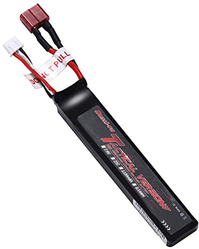 Bos-Lipo Airsoft Batterie Lipo 7,4V 1100mAh 25C 2S Batterie au Lithium pour Airsoft Gun Pistolet Rifle G36C CAR15 MP5A5 M249 MC51 FNP90 G3A4 (T connecteur)