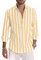 Meilicloth Men's Shirts Long Sleeve Striped Casual Shirt Button Down Regular Fit Tops, Long Lasting Comfort Top for Men Yellow