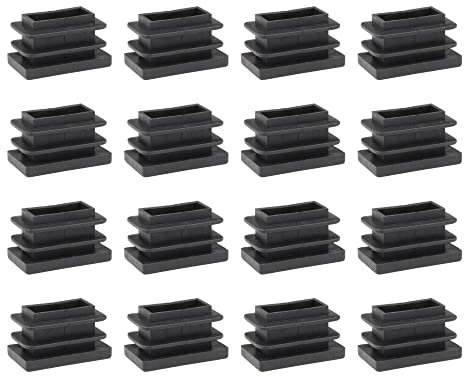 Tappi lamellari in plastica, 16 pezzi, rettangolari, 15 x 30 mm, neri, per sedie, tavoli, letti e gambe di mobili da giardino