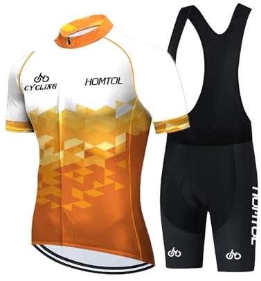 HOMTOL Radtrikot Set Herren Kurzarm Fahrradtrikot Rennrad Trikot Radhose Trägerhose trikot set Fahrradbekleidung Atmungsaktiv schnelltrocknend mit Gel Sitzpolster Damen für Radfahren MTB