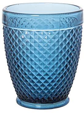 Set de 6 Vasos Bajos de Cristal de 300ml en Azul 9x10,5cm