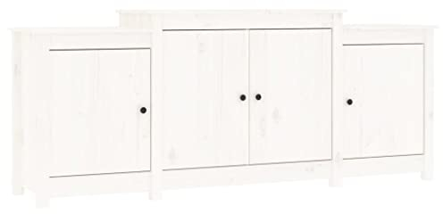 vidaXL Sideboard Schrank Anrichte Beistellschrank Kommode Mehrzweckschrank Standschrank Wohnzimmerschrank Weiß 164x37x68cm Massivholz Kiefer