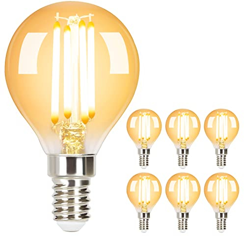 GBLY 6 Stück LED Glühbirne E14 Vintage Lampe - G45 Edison Retro Glühlampe 2700K 4W Warmweiß Filament Leuchtmittel Birne Glas Antike Energiesparlampe für Hotel Haus Café Bar
