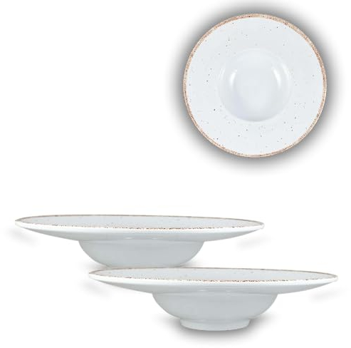 ARCA, Servizio di Piatti, Set di 2 Piatti Cappello del Prete, Realizzati in Melamina, Set per la Tavola, Colore Bianco, Collezione Tierra, 28x6 cm