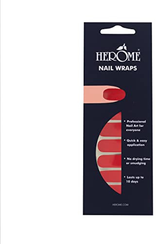 Herome Autocollants pour ongles Red - Stickers pour ongles - Nail Art - Sans temps de séchage - Lot de 2x10 autocollants