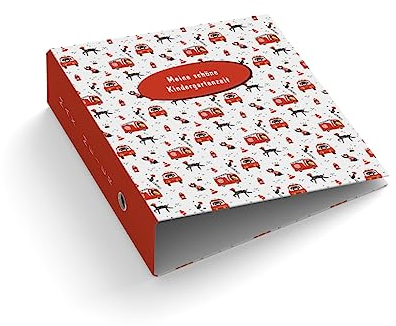easyprint Ringordner | Ordner für Kinder | Personalisierbar mit Wunschtext | Feuerwehr & Autos | DIN A4 | 7,4 cm breit | Füllhöhe 55 mm