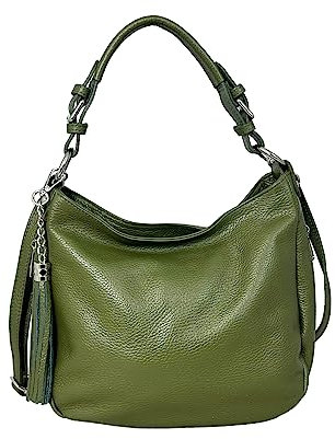 Cheval Firenze Borsa a Spalla Annalisa, Vera Pelle Made in Italy (VERDE MILITARE)