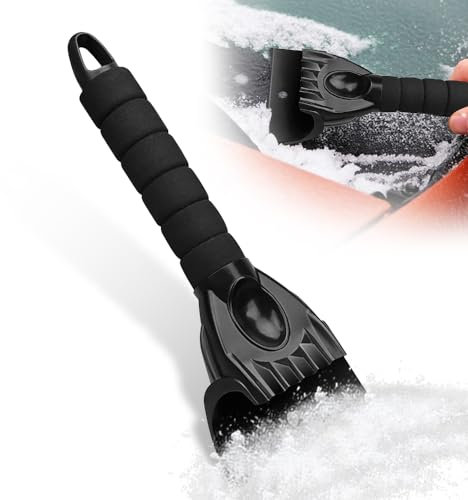 Aoreun Grattoir à Glace pour Voiture, Grattoirs à Neige Voiture Plastique Glace Gratte avec Poignée en Mousse, Multifonctionnel Pelle à Neige pour Voiture pour Fenêtre, Verre, Porte de Douche, Noir