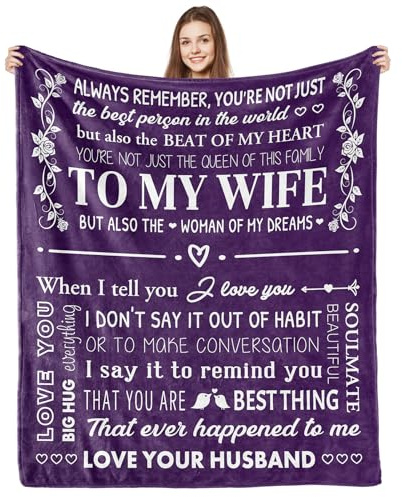 COZYCRIB Geschenke für die Frau vom Ehemann, personalisierte Decke für die Frau zum Geburtstag, Hochzeit, Jahrestag, Weihnachten, Valentinstag, romantische Idee, Geschenke, super weiche, flauschige