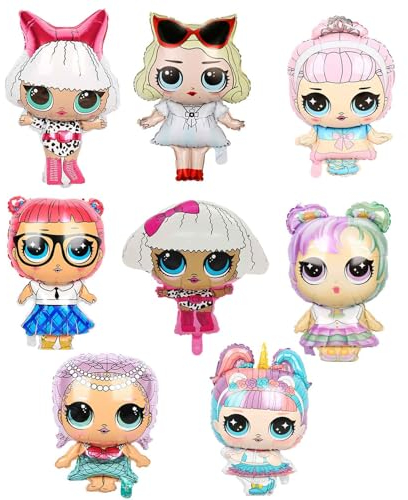 8PCS LOL Überraschungspuppen Folienballons Geburtstag Dekorationen Mädchen HX Kinder Party Deko Folienballon Thema Luftballons