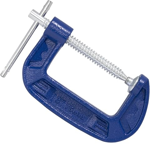 AERZETIX - C68480 - Sargento en forma ''G'' 75mm - en acero - color azul - carpintero montaje tornillo de banco sujeción fijación pegar trabajos de construcción