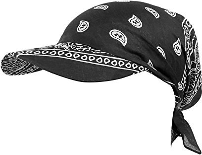 Damen Bandana mit Schirm Haarband Sommer Sonnenhut Kopftuch Visor Strand Cap Bandana Sonnenschutz Mütze Schwarz Einheitsgröße