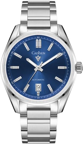 CADISEN Automatik Uhr Herren Mechanische Saphirglas Wasserdicht Freizeit klassisch (8227 blau)