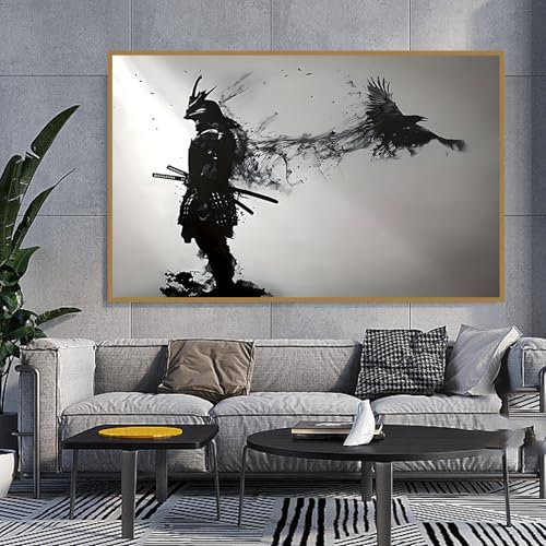 KAIDAARTLH Samurai Japanisches Leinwandbild, moderne Gemälde, Charakterbilder, Leinwanddrucke, moderne Gemälde für Wohnzimmer Schlafzimmer, Frameless(A,80x120cm)