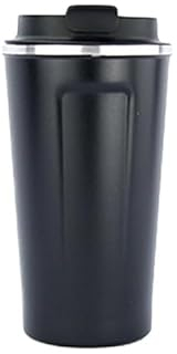 DECOR QIDIAN Taza de Café 380mL, Termo Cafe Aislamiento de Doble Pared para Llevar, Acero Inoxidable, Reutilizables, Taza de Coche para Café Caliente y Frío, Leche y Té. (Negro, 380ML)
