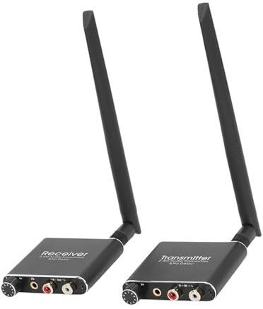 2, 4 G Wireless Audio Transceiver Long Range 3, 5 Mm Eingang Ausgang 100-240 V Adapter Sender Empfänger mit Externer Antenne für Heimvideo und Bühne (EU-Stecker)
