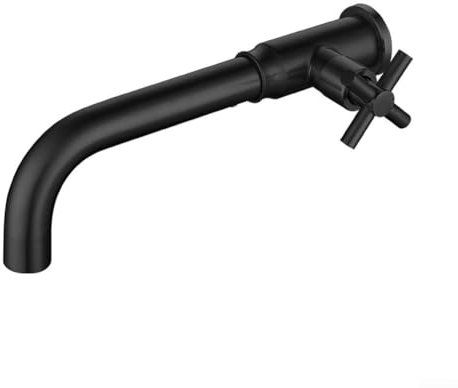 Grifos de lavabo montados en la pared, grifo de agua fría para piscina, grifos de fregadero de baño, grifo de jardín de acero inoxidable 304 G1/2 pulgadas (negro)