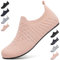 BARFULKER Hausschuhe Damen Herren Leichte Hüttenschuhe Rutschfest Pantoffeln Bequem Slip on Flache Home Slippers Unisex Haussocken Barfußschuhe Hausschuhsocken. Rosa, 40 EU