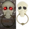 Cepewa Halloween Türklingel Totenkopf animiert | 13x28x2,5cm Kunststoff | Sound leuchtende Augen Klingel zum Aufhängen Gruseldekoration (1 x Türklingel Totenkopf)