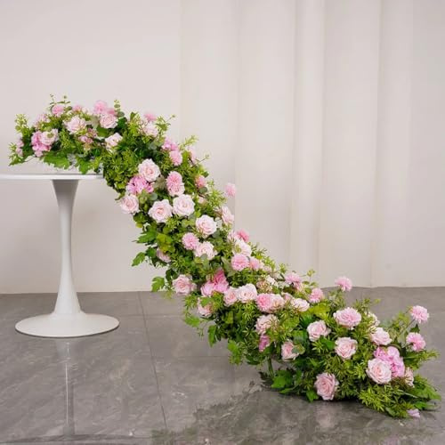 Lucky flower 1M / 3FT Mehrere Farben Rose Hortensie Grün Pflanzen Blume Reihe Läufer Künstliche Große Blume Ball Hochzeit Hintergrund Dekor Floral Wand Party Requisiten (1,100 * 40CM)