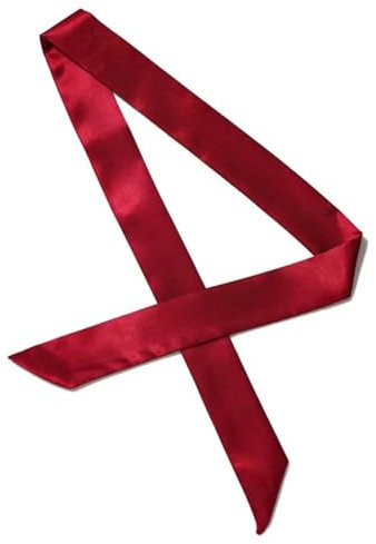 YUEZHAN Stirnband Haarband Damen Dünnes Weiches Kopfband Imitation Seiden Schal Lang Stil Dekoratives Band Frauen Kopf Wrap Haar Streamer Zubehör Stirnband Rot