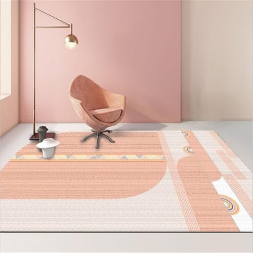 WBDYMX Kleiner Teppich50x80CM Teppich Kinderzimme Auslegware Kinderzimmer Orange Moderner Geometrischer Weicher Waschbarer Teppich Grau