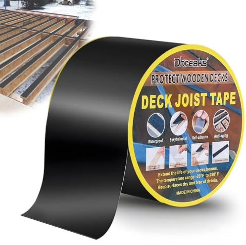 DBREAKS Butylband Dichtungsband 80mm x 15m Balkenband Wasserdicht | Dichtungsbänder, Selbstklebendes Bitumenband, Wetterbeständig, für Deck Reparaturband, Balken, Holzdecks, Dachabdichtung