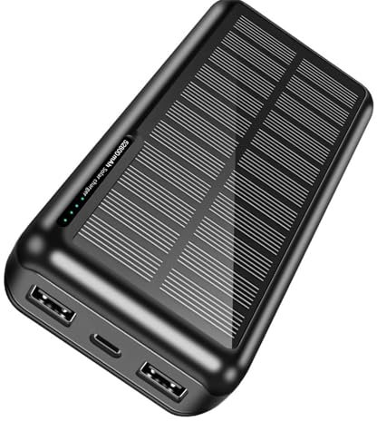 Batterie Externe Solaire 48000 mAh: 22.5W 3.0A USB C Charge Rapide Power Bank avec 3 Câble intégrée, 6 Sorties 2 entrées, Voyant LED, Chargeurs Solaires pour Téléphones Portables Camping Randonnée