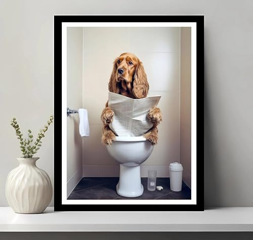 JIANGSHANDAIYOUCAIREN Gerahmtes Poster Cocker Spaniel Wall Art Lustige Badezimmer WC Dekor Kein Rahmen-30x40cm