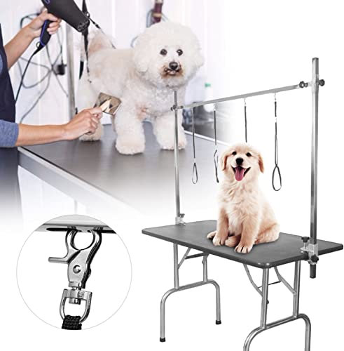 Phefop Arm Für Trimmtisch Schlaufe Für Trimmtisch Höhenverstellbar Edelstahl Für Hunde, Katzen, Haustiere Trimmtischteile Tisch Kann Fixiert Werden (1,2 m Tischhalterung)