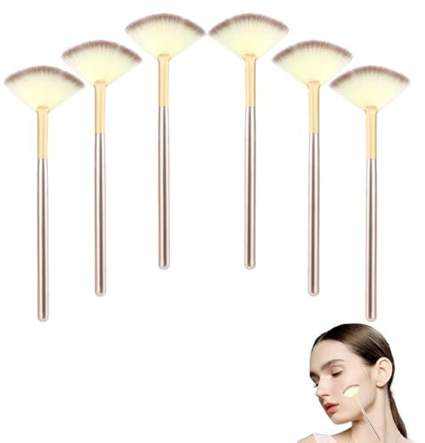 6 Pieces Face Mask Brush,Makeup Highlighter Make Detail Elf Fan Brushes Women Facials Applicator Accessories Kabuki Make-Up Tools Up,for Girls Pink Blush Concealer Eye Facial Palette Cosmetic Brishes