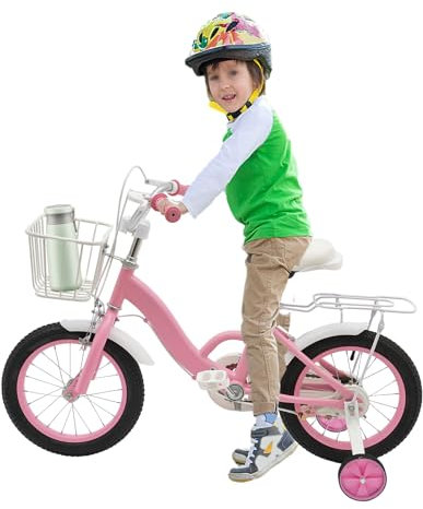 Velo Enfant 3 Ans - Vélo Fille 14 Pouces pour 3 A 7 Ans - VéLo Enfant avec SièGe Vélo - Hauteur 100cm - Capacité de Charge 25kg