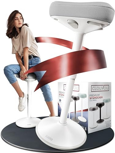 CLOUVOU Nexus Bürohocker ergonomisch [ORIGINAL] Stehhocker höhenverstellbar von 57cm bis 82cm - Ergonomischer Hocker Büro - Wackelhocker zur Stärkung des Rückens - Ergonomische Stehhilfe Büro