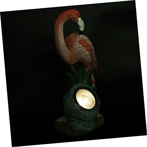 BESPORTBLE Solarbetriebene Flamingo Gartendekoration Aus Harz Energiesparend Und Umweltfreundlich Kleine Außenornament Mit Emulationalem Design Für Garten