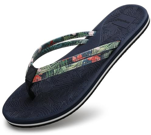 AX BOXING Chanclas Mujer Verano Piscina Playa Chancletas Flores Flip Flops Cómodas Sandalias Talla 36-41 EU(Azul, 39 EU)