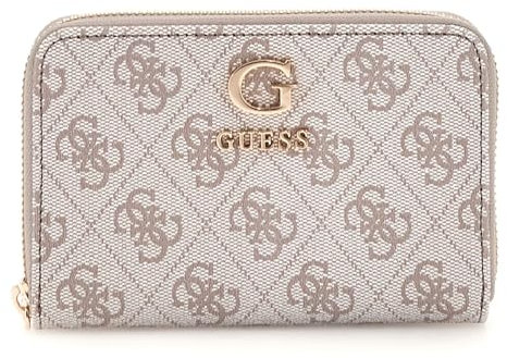 GUESS Zamira Medium Zip Around Wallet Dark Taupe Logo