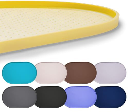 Hubulk 100% Waterproof Silicone Pet Feeding Mat with Raised Edge for Food and Water, Dog Bowl Mats, Cat Bowls Placemat with High Lip Protects Floor for Cats and Dogs (Yellow, 19L x 12W)
