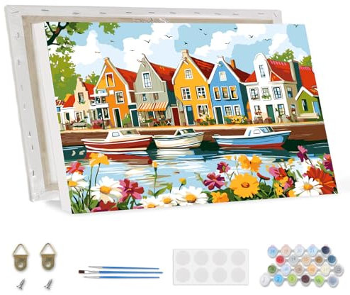 TOSTOG Peinture par Numéros pour Adulte avec Cadre DIY Peinture Acrylique pour Adultes Débutants Kit de Peinture à l'huile sur Toile pour Décoration Murale Maison 30x40cm